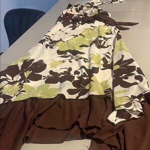 Floral Dress with Brown and Green Accents